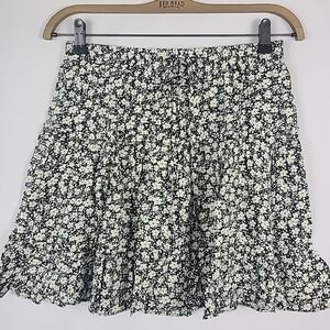 NEW Mittoshop Ruffle Bailey in Summer Black Floral Boho Style Mini Skirt Size M